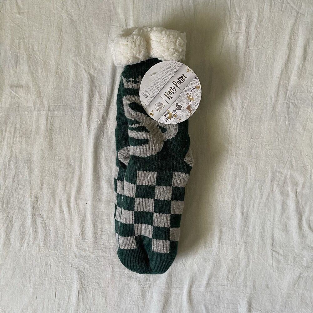 Harry Potter Wizarding World Green Sherpa-Lined Non-Slip Grippers Socks One Size